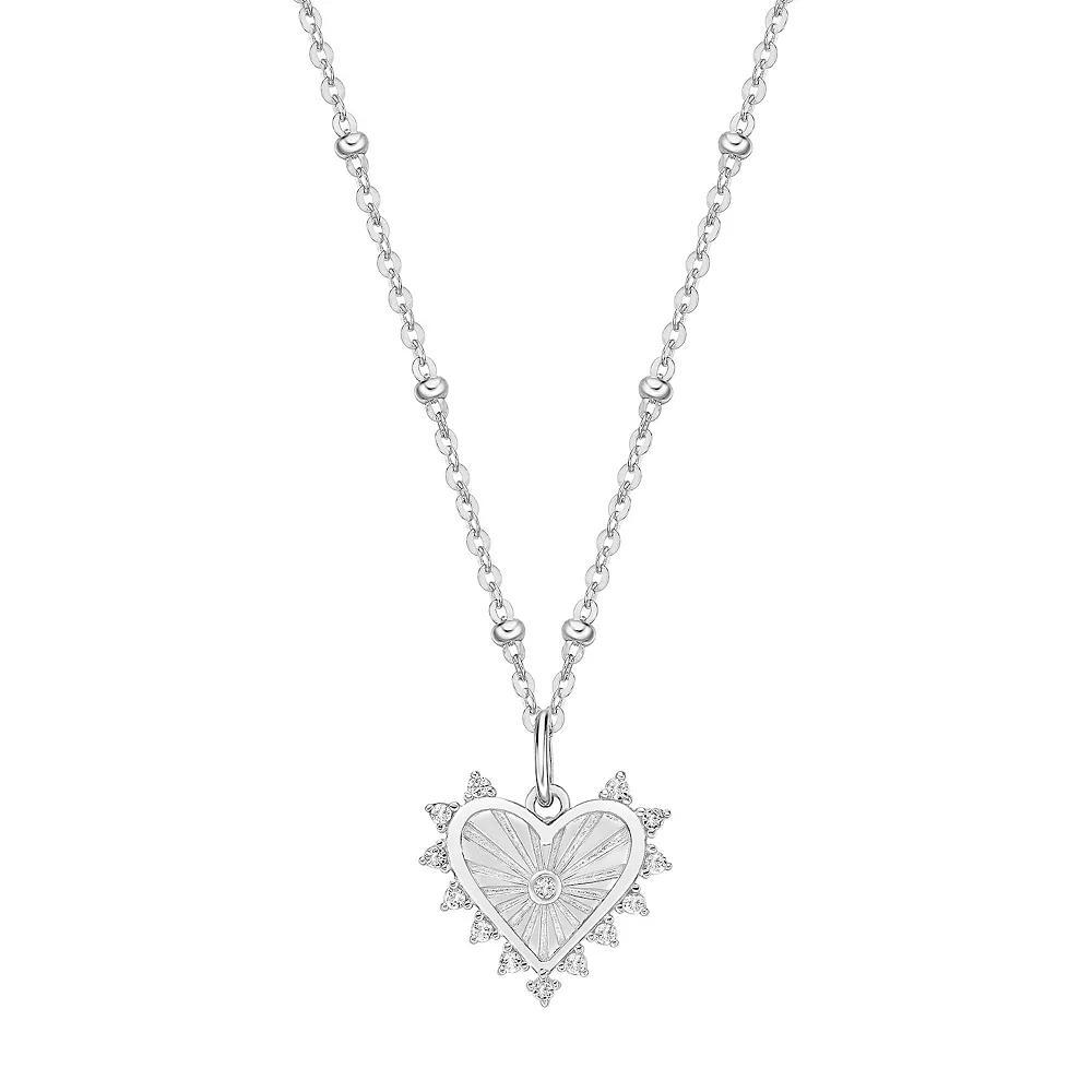 Gemminded Sterling Silver White Topaz Heart Pendant Necklace, Women's, Size: 18" Product Image