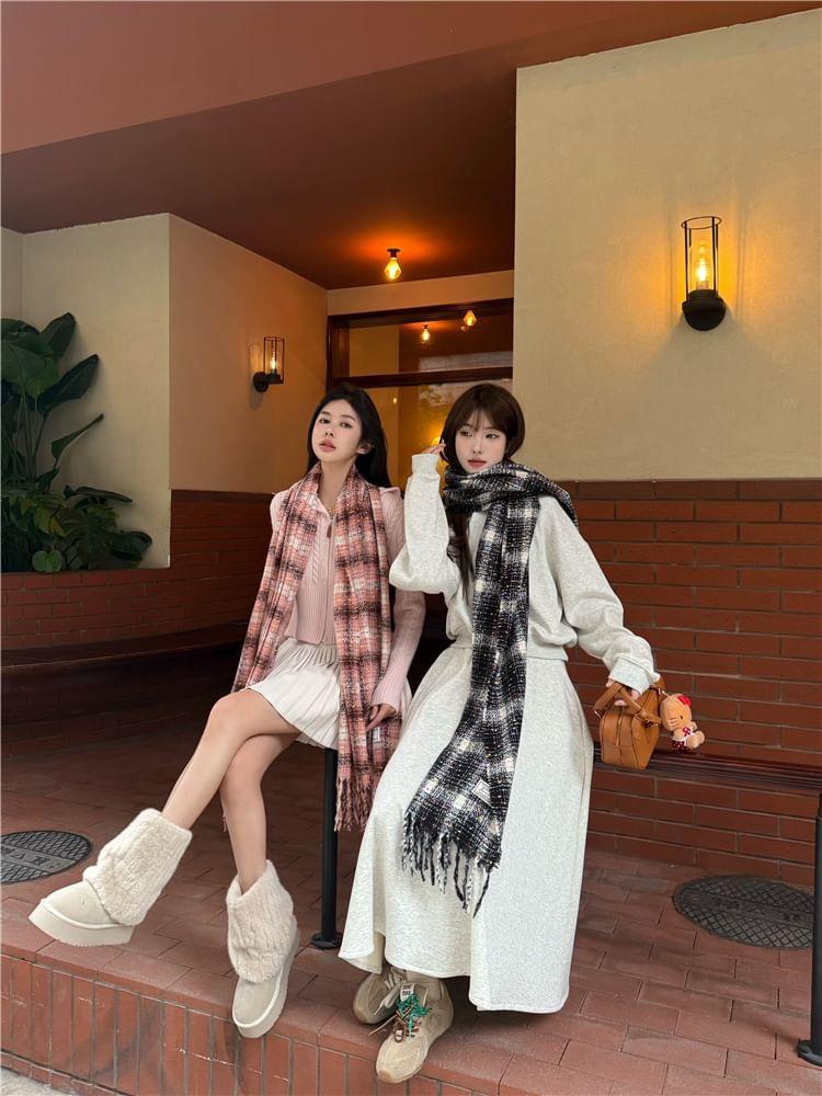 Fringed Plaid Scarf Product Image