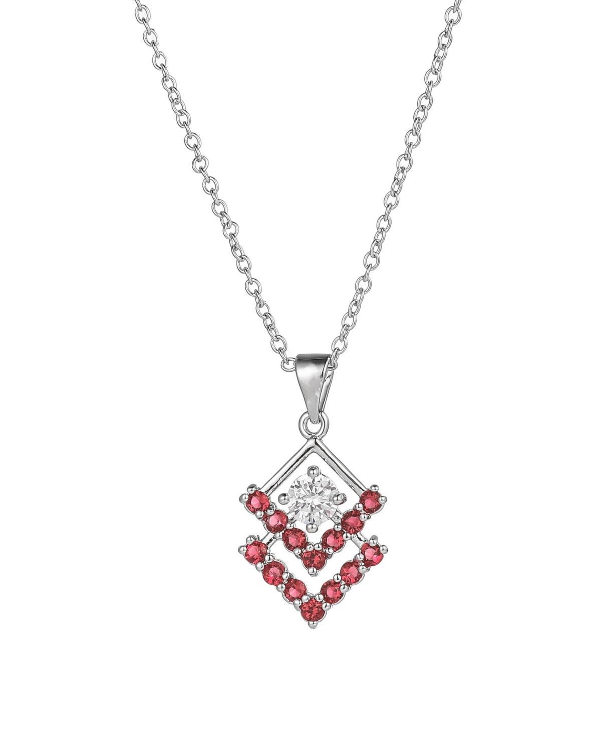 A&M Silver Tone Triangle Cubic Zirconia Pendant Necklace, Women's, Size: 18" Product Image