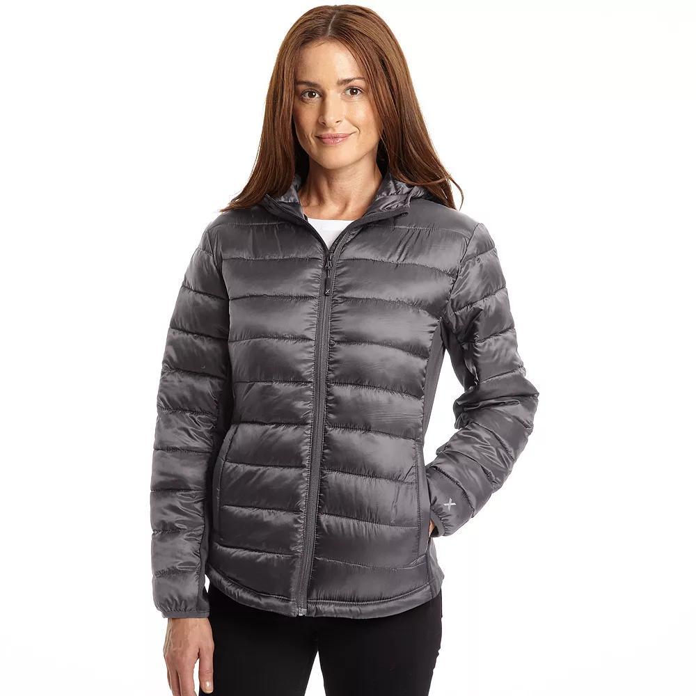 Womens Excelled Excelled Women's Hybrid Hooded Puffer, Size: Medium, Gray Product Image