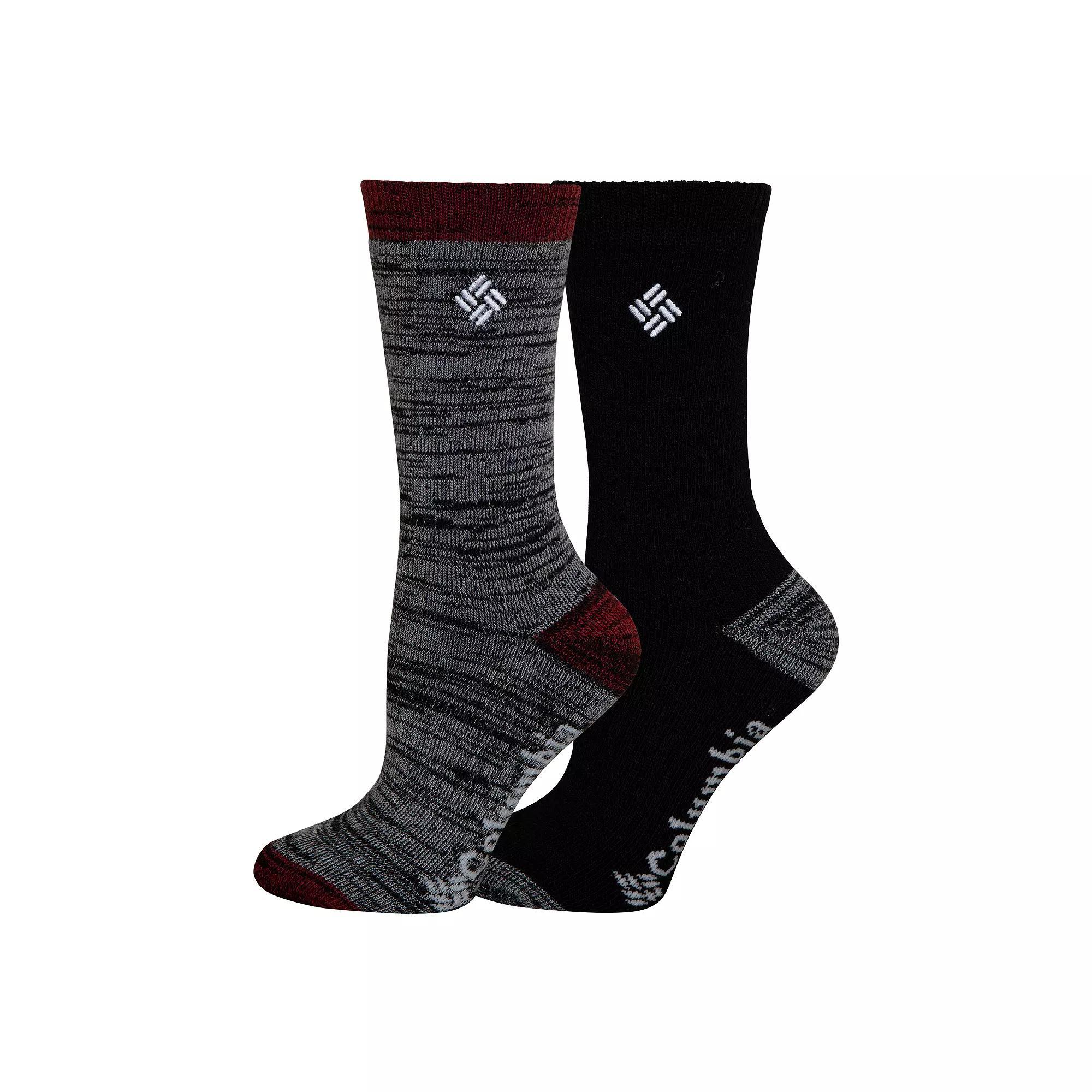 Women's Columbia 2-pack Essential Space Dye Stripe Crew Socks, Black Black Product Image