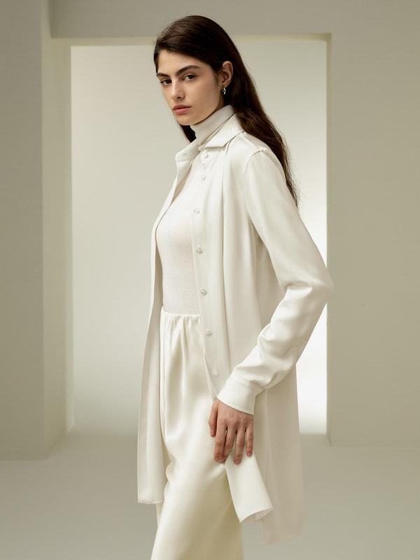 Classic Longline Silk Shirt Product Image