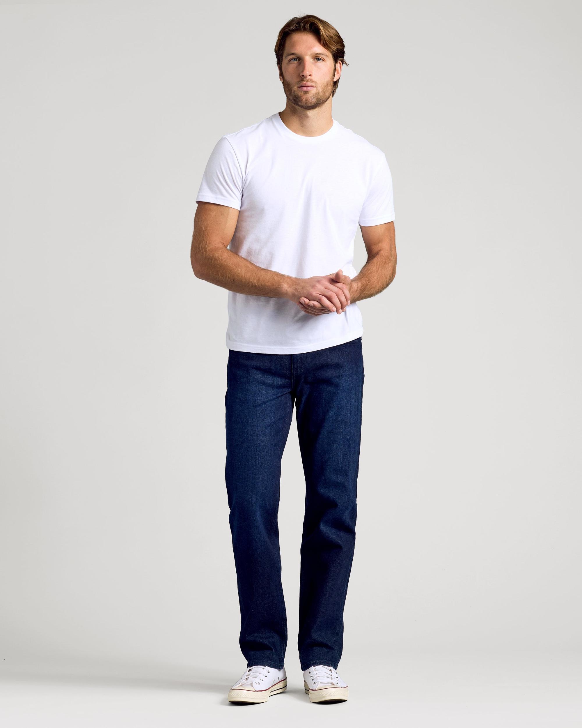 Indigo Rinse Straight Authentic Denim Jeans Product Image
