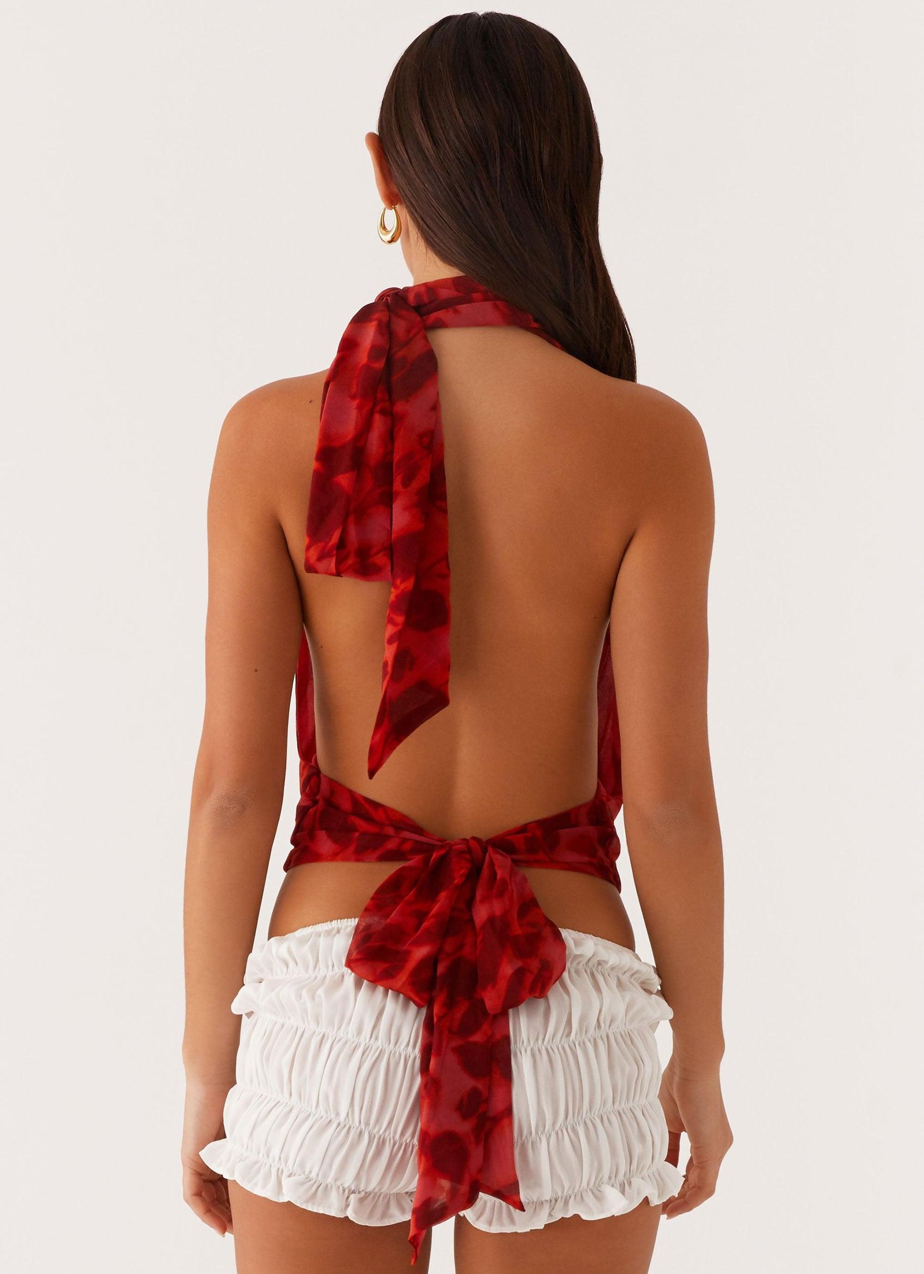 Best Self Top - Deep Red Floral Product Image