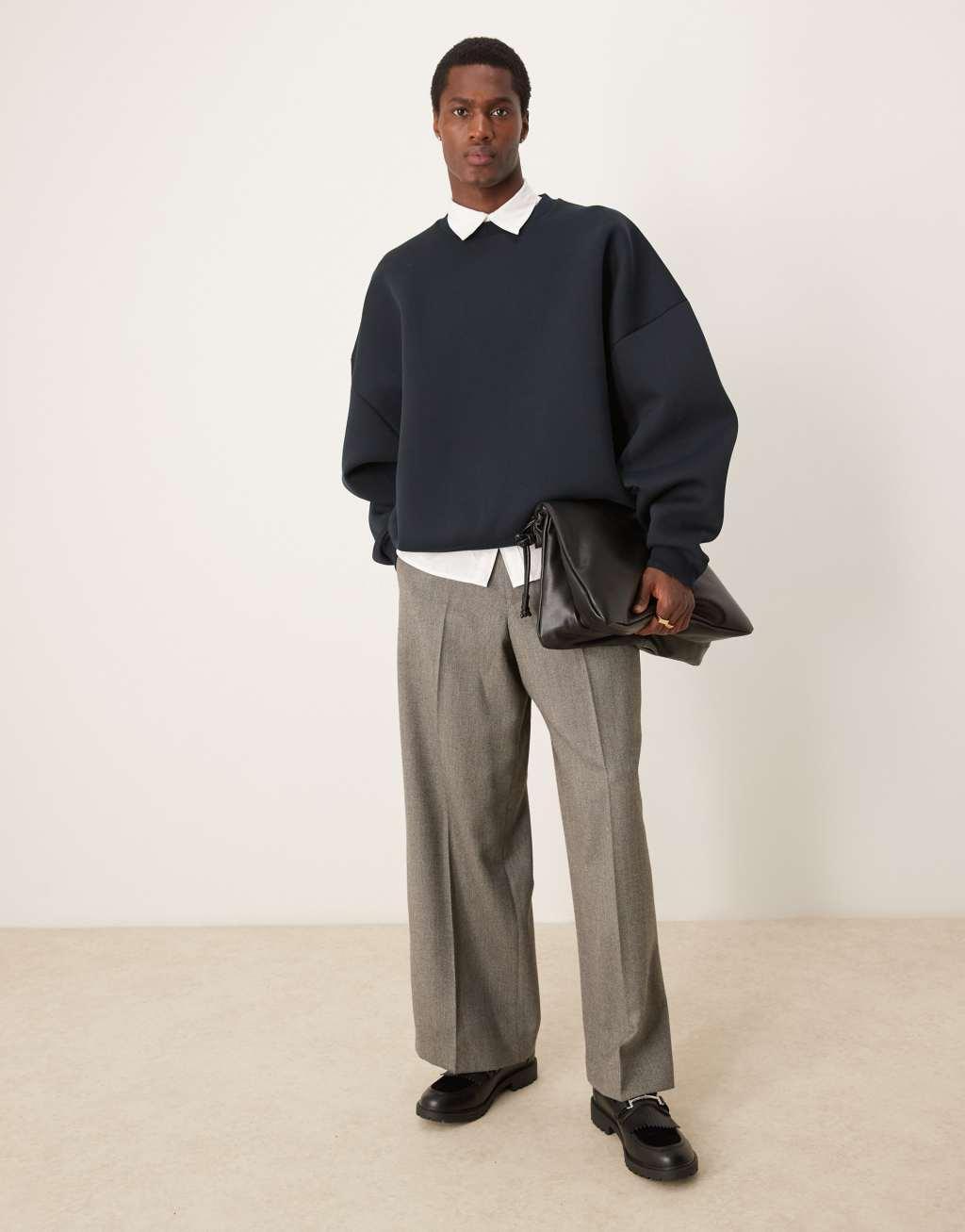 ASOS DESIGN heavyweight extreme oversized scuba sweatshirt in navy | ASOS Product Image