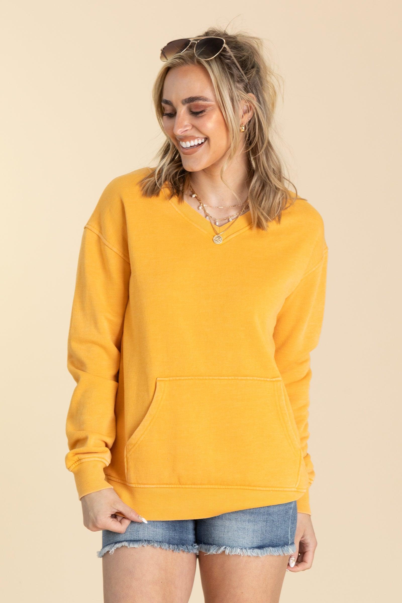 Pigment Dyed Cozy Campfire V-Neck Sweatshirt Product Image