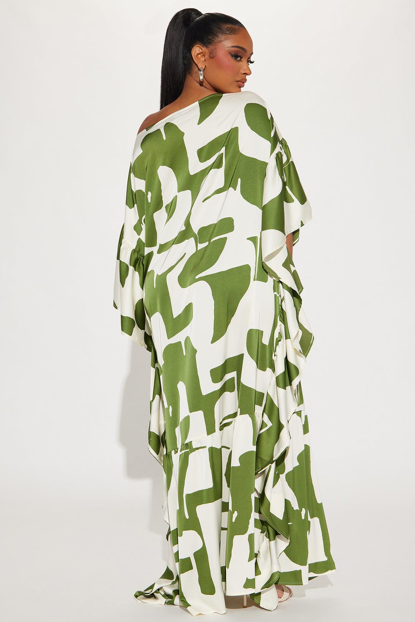 Georgia Abstract Maxi Dress - Olive/combo Product Image