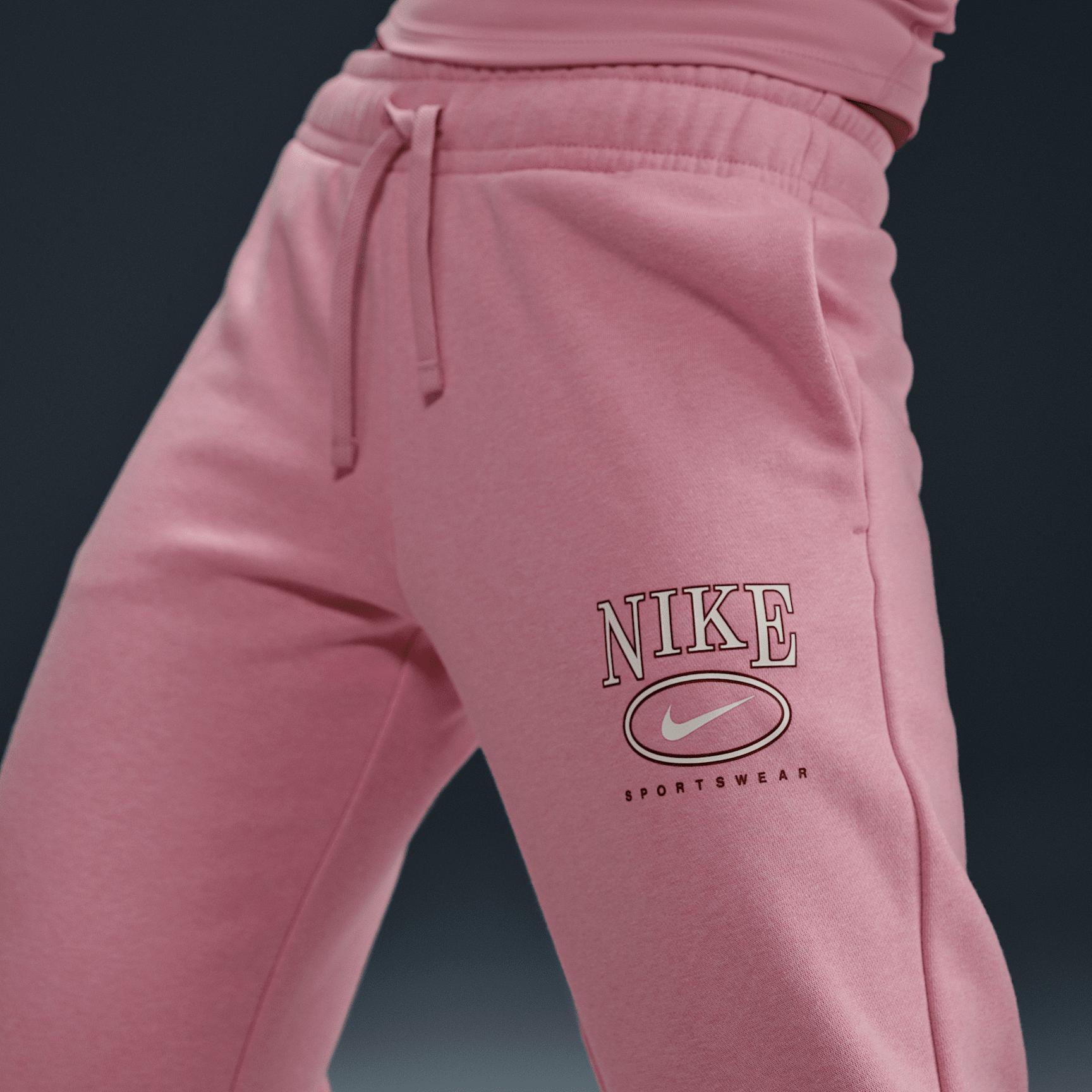 Nike Womens Sportswear Club Fleece Mid-Rise Wide-Leg Graphic Pants Product Image