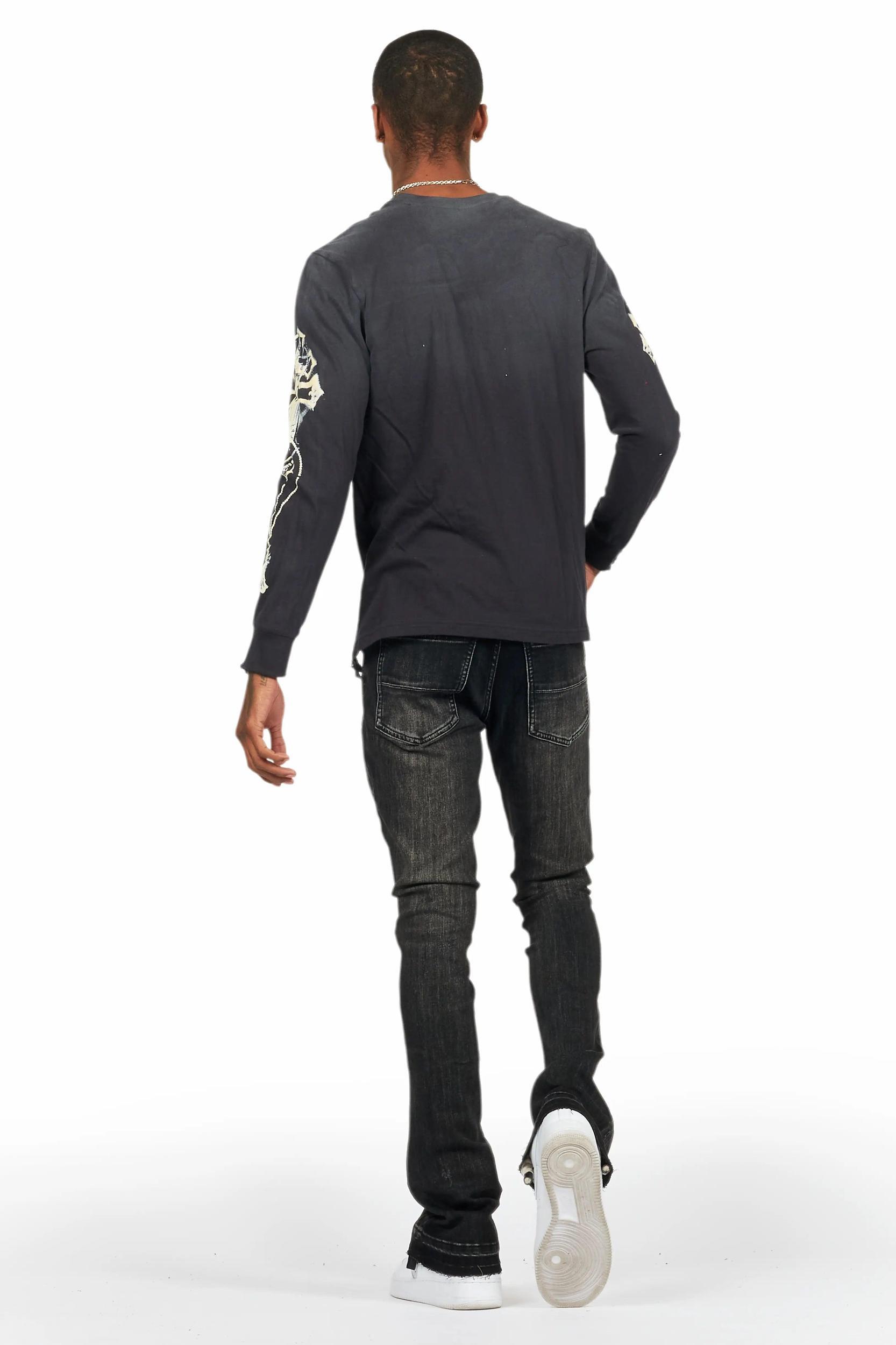 Rani Black Stacked Flare Jean Male Product Image