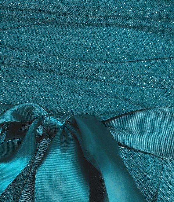 Pear Culture Strapless Glitter Ombre Mesh Ruffled Corkscrew Dress Product Image