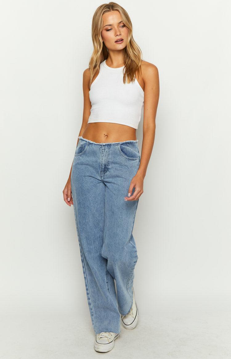 Austin Mid Rise Mid Wash Blue Denim Jeans Product Image