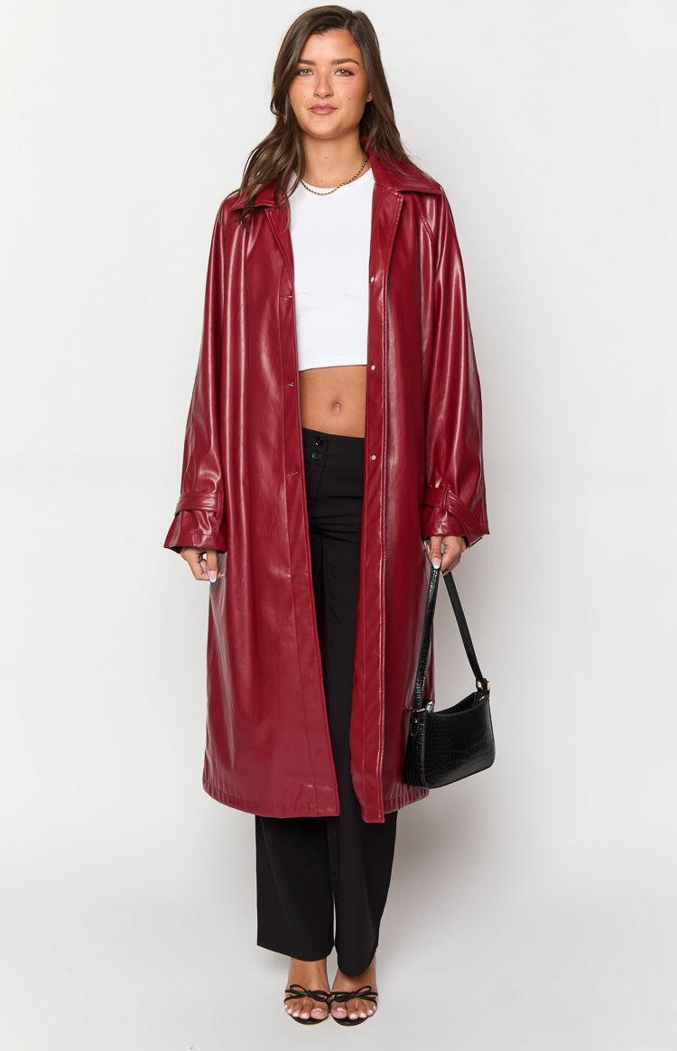 Finn Red PU Trench Coat Girls Product Image