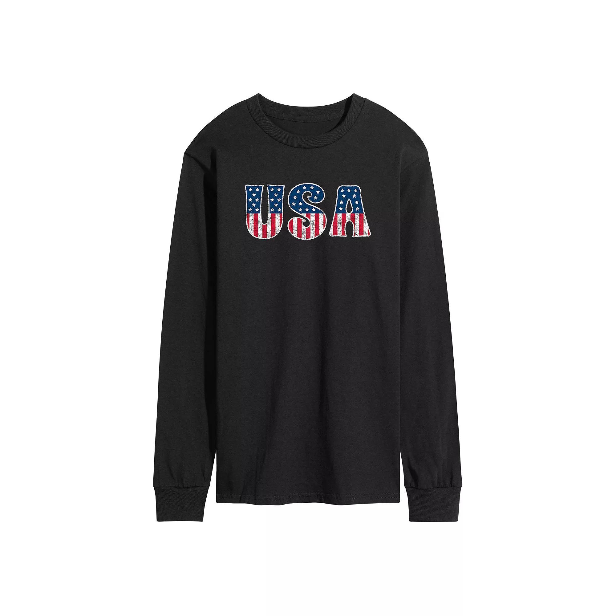 Mens USA Long Sleeve Graphic Tee Product Image