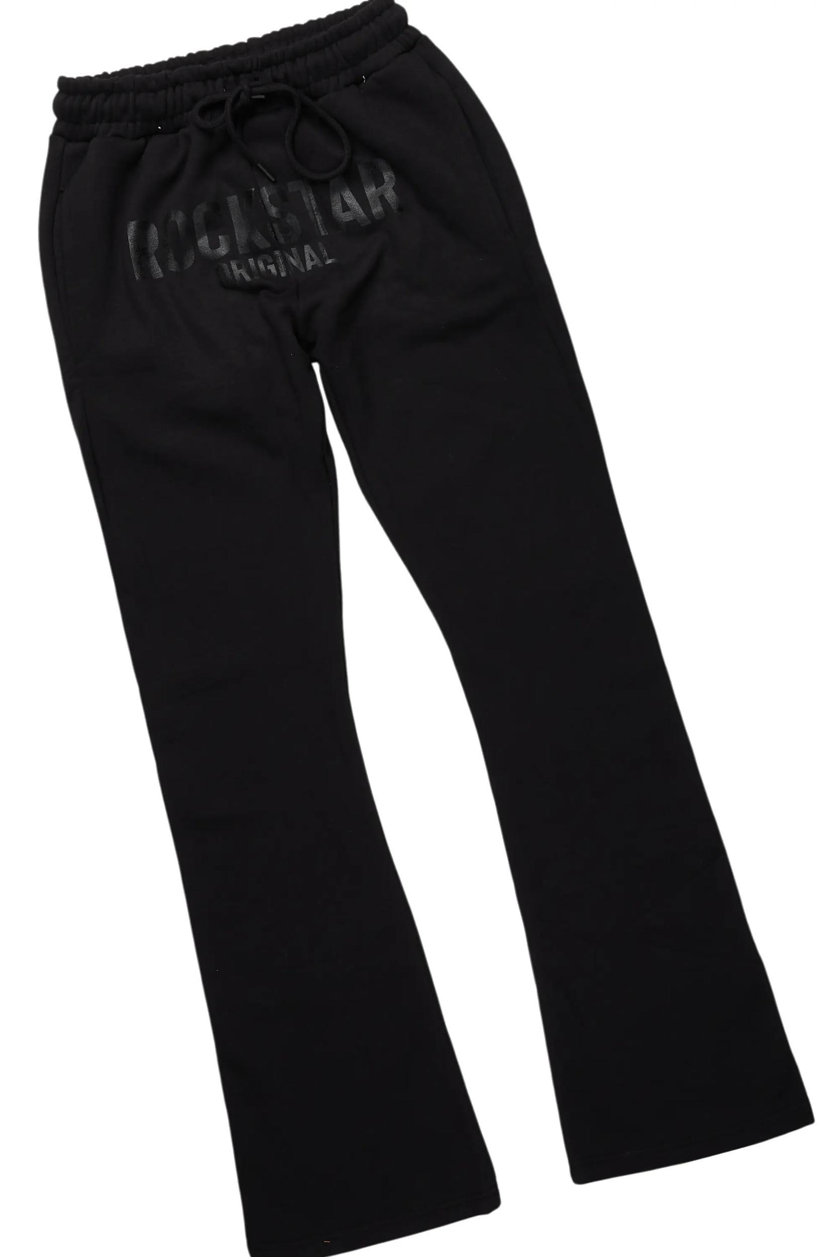 Sana Black/Black T-Shirt/Stacked Track Pant Set Male Product Image