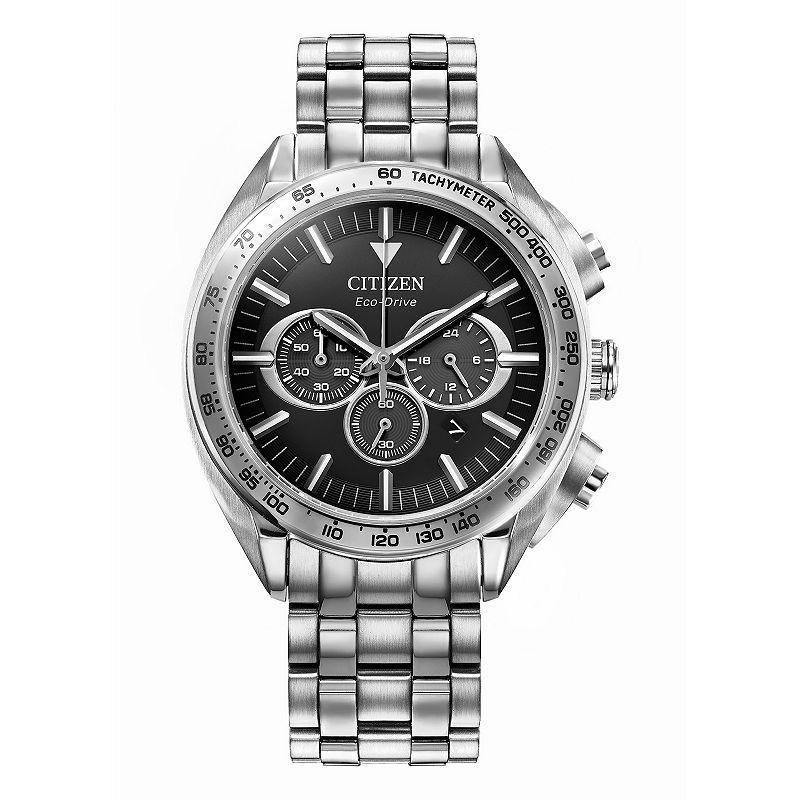 Citizen Mens Eco-Drive Carson Stainless Steel Bracelet Chronograph Watch Blue Two Tone Product Image