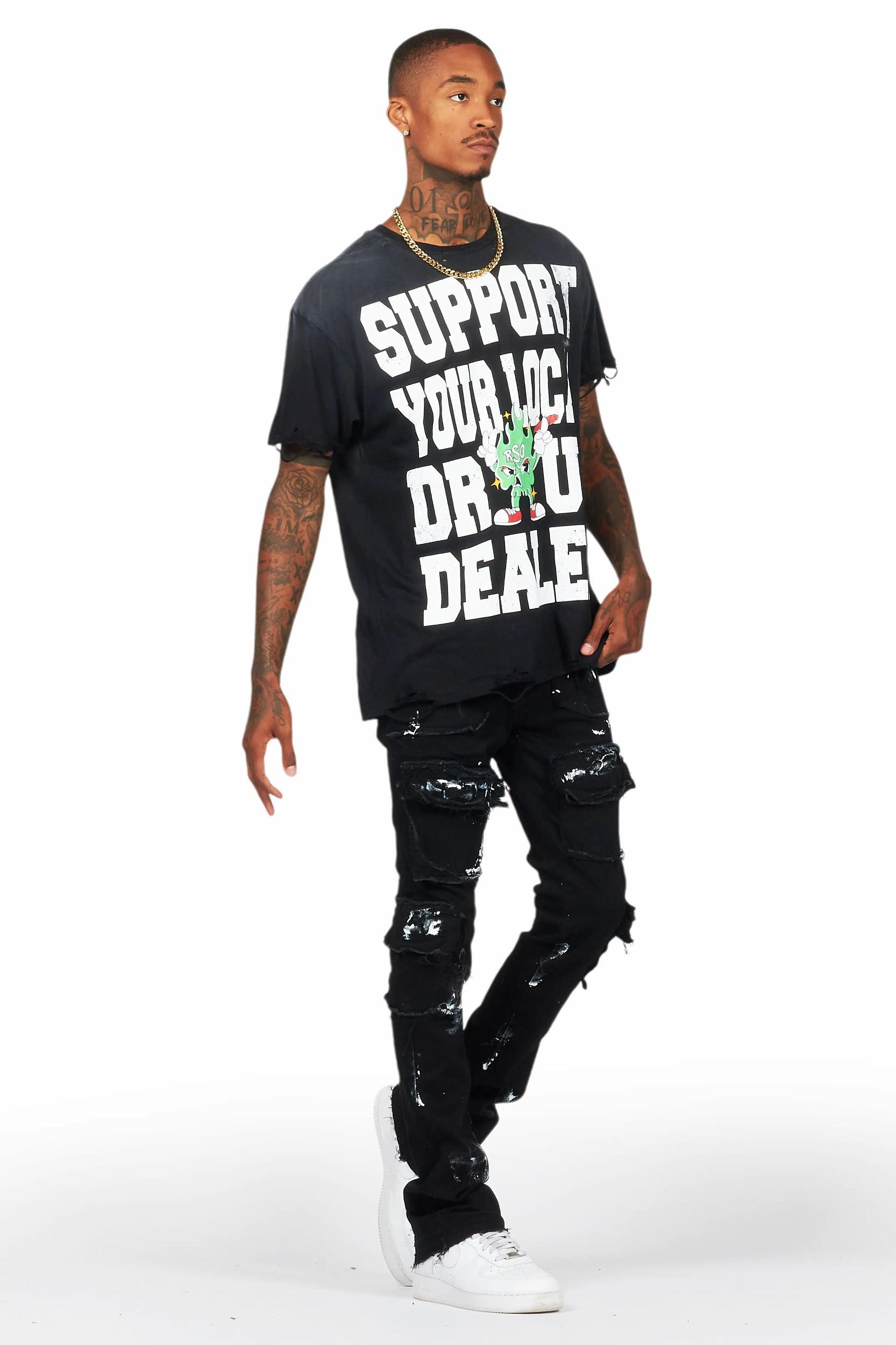 Tarl Black T-Shirt/Stacked Flare Jean Bundle Male Product Image