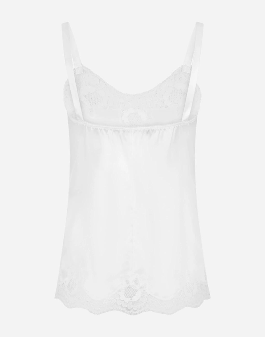 DOLCE & GABBANA Satin Lingerie Top With Lace In White Product Image