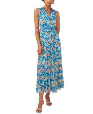 1.state Womens Split Neck Sleeveless Maxi Dress Product Image