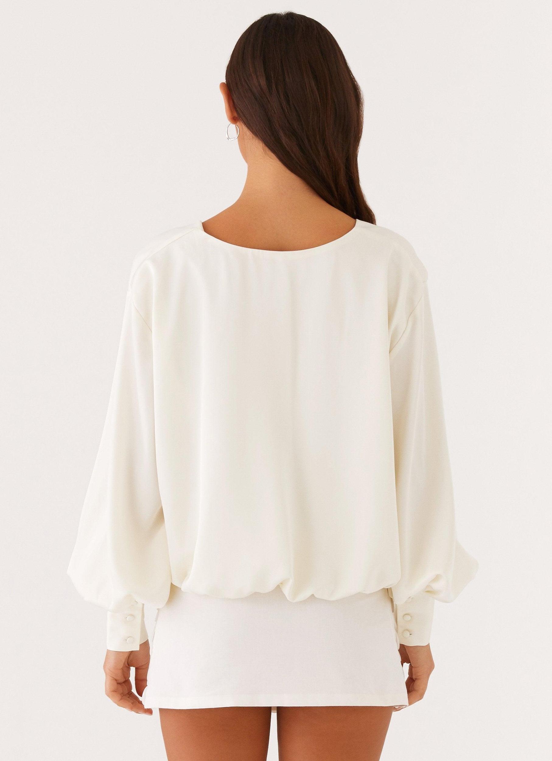 Baxter Balloon Sleeve Blouse - Off White Product Image