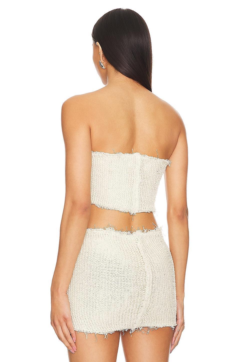 Gauze Bow Tie Tube Top Knorts Knit Denim Product Image