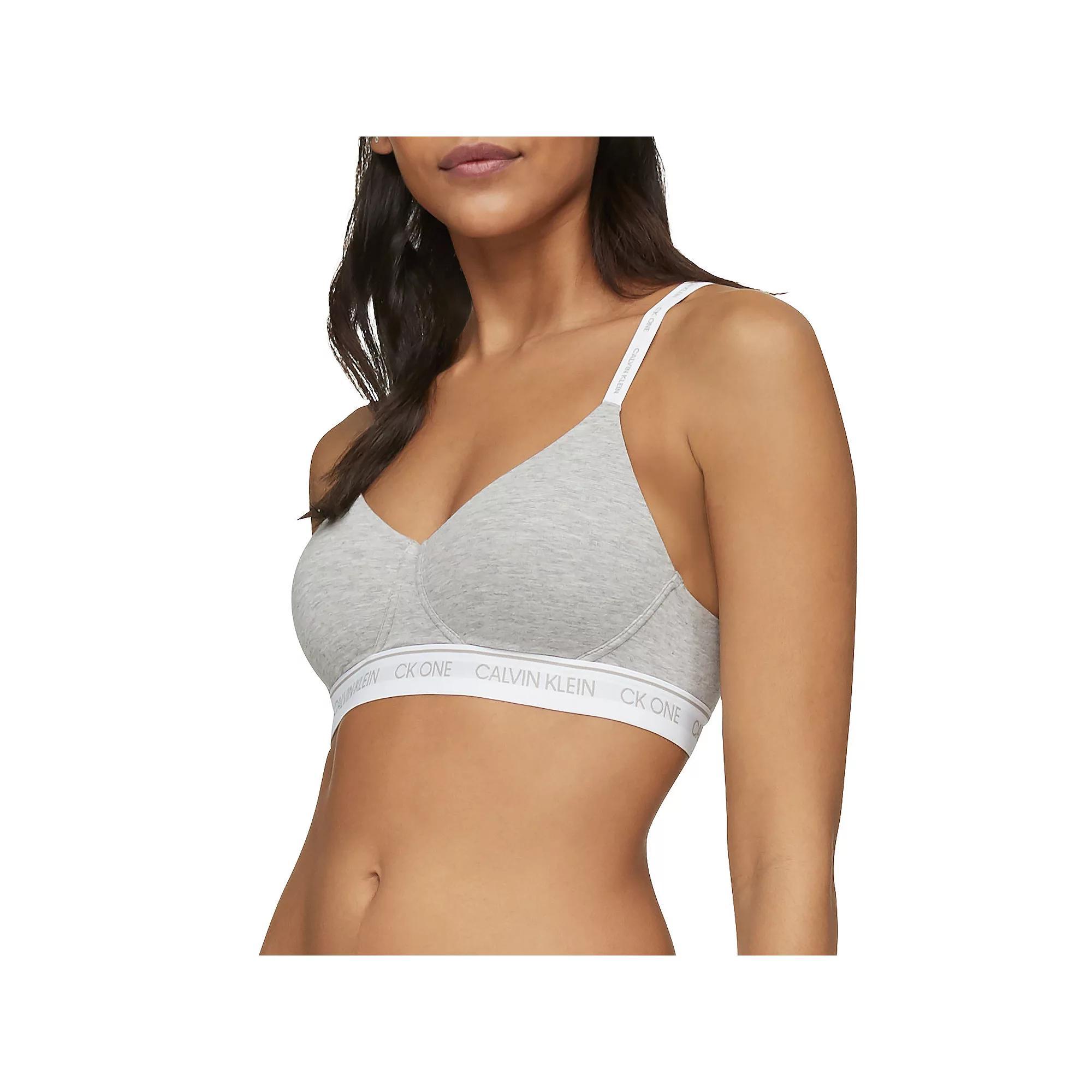 Womens Calvin Klein Archive Logo Lightly Lined Bralette QF6094 Grey Gray Product Image