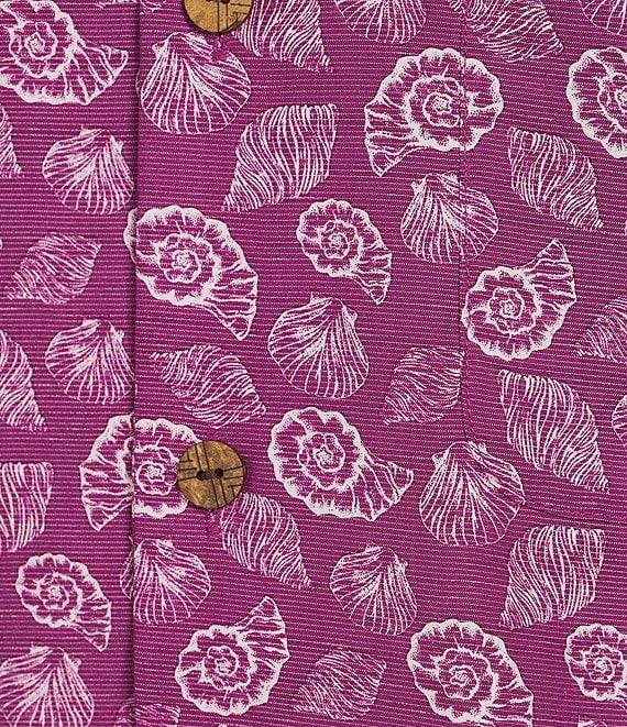 Caribbean Big & Tall Mini Shell Print Short Sleeve Woven Camp Shirt Product Image