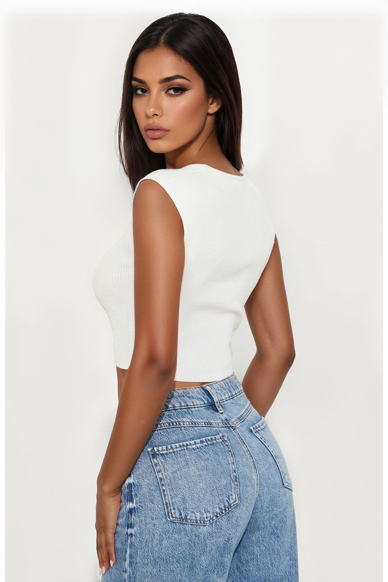 Hug Me Sweater Top - Off White Product Image