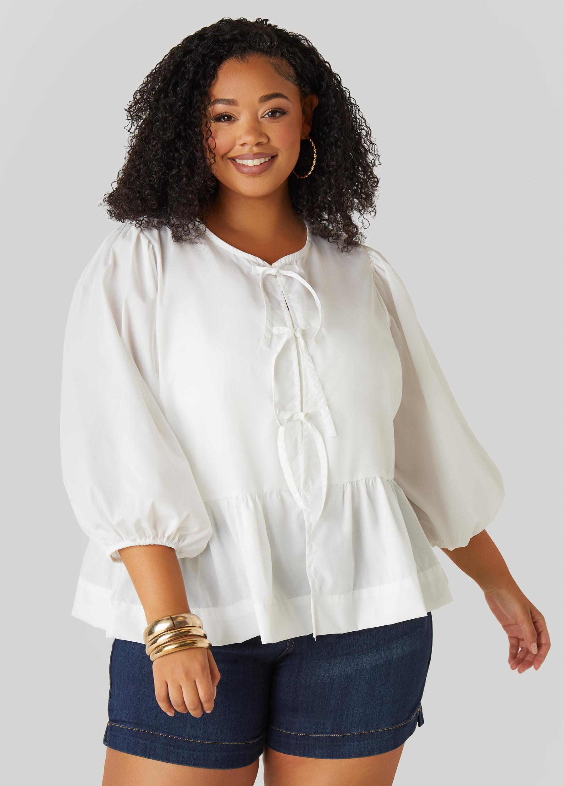 Tie Front Peplum Top Product Image