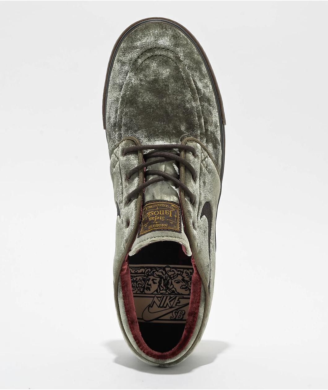 Nike SB Zoom Janoski OG+ SE Medium Olive, Dark Team Red & Velvet Brown Skate Shoes Product Image