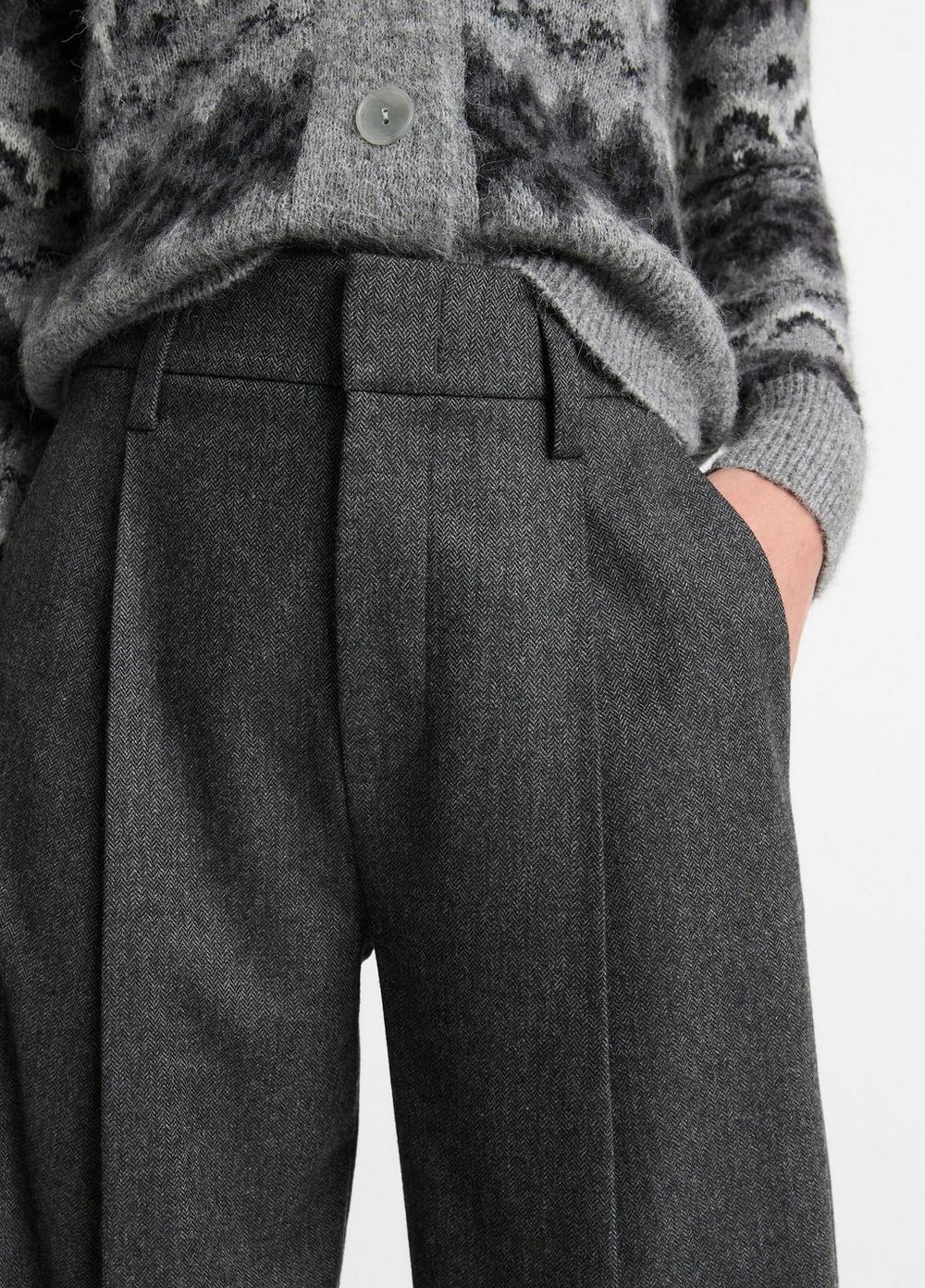 Womens Italian Herringbone Wool-Blend High-Rise Trouser, Charcoal, Size 6 Vince Product Image