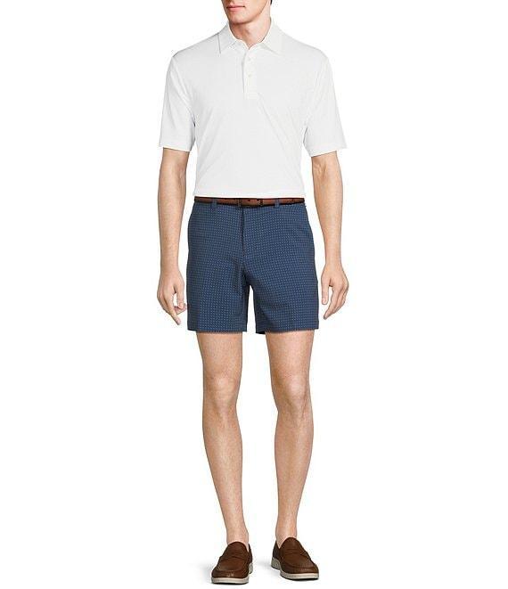 Roundtree & Yorke Performance Stretch Fabric Straight Fit Flat Front 7#double; Geo Printed Shorts Product Image