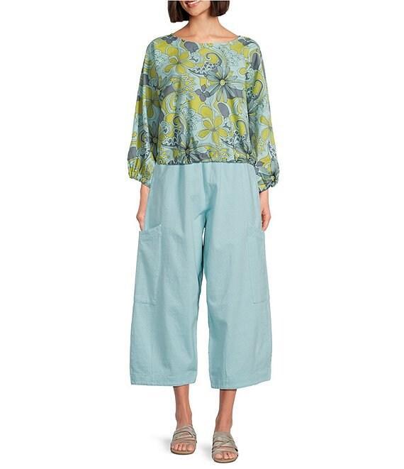 Bryn Walker Organic Cotton Poplin Gianna Floral Round Neck Long Sleeve Shirt Product Image