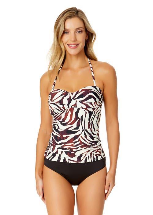 Anne Cole Women's Tiger Dance Twist Front Bandeaukini Swim Top at Nordstrom, Size X-Large Product Image