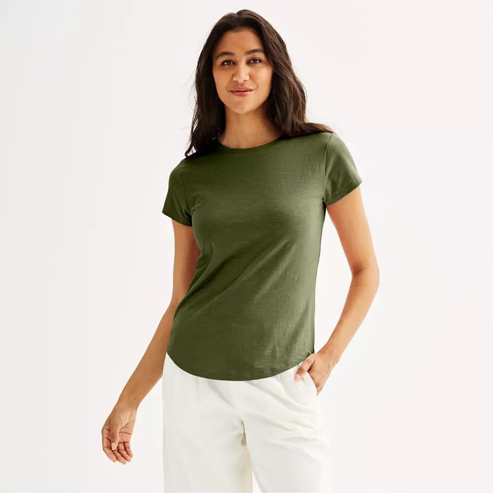 Women's Sonoma Goods For Life® Short-Sleeve Crew Tee, Size: Medium, Pitch Black Product Image