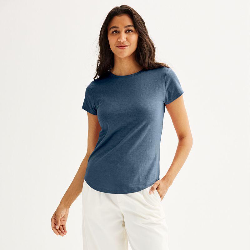 Women's Sonoma Goods For Life® Short-Sleeve Crew Tee, Size: Medium, Pitch Black Product Image