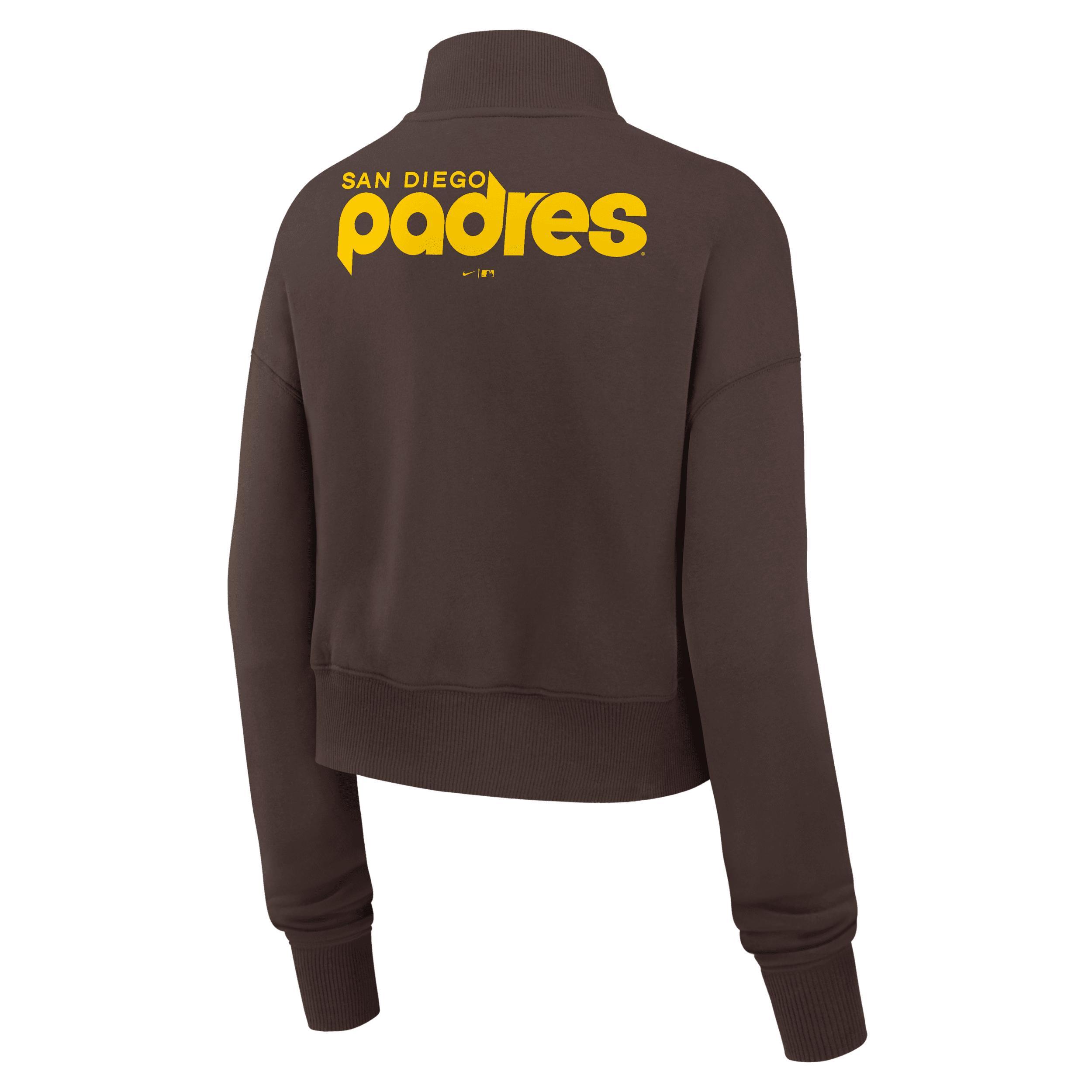 San Diego Padres Cooperstown Phoenix Nike Womens MLB Cropped 1/2-Zip Crew Product Image