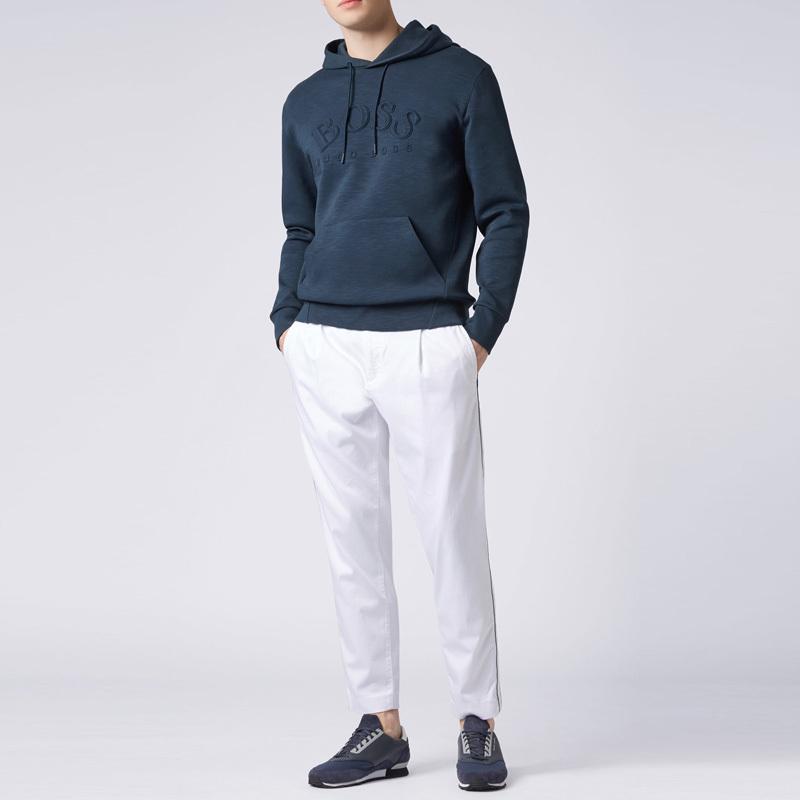 HUGO BOSS Embroidered Logo Sweater In Blue Product Image
