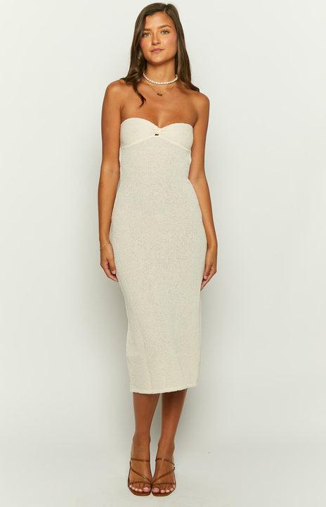 Skye Cream Knit Midi Dress Product Image
