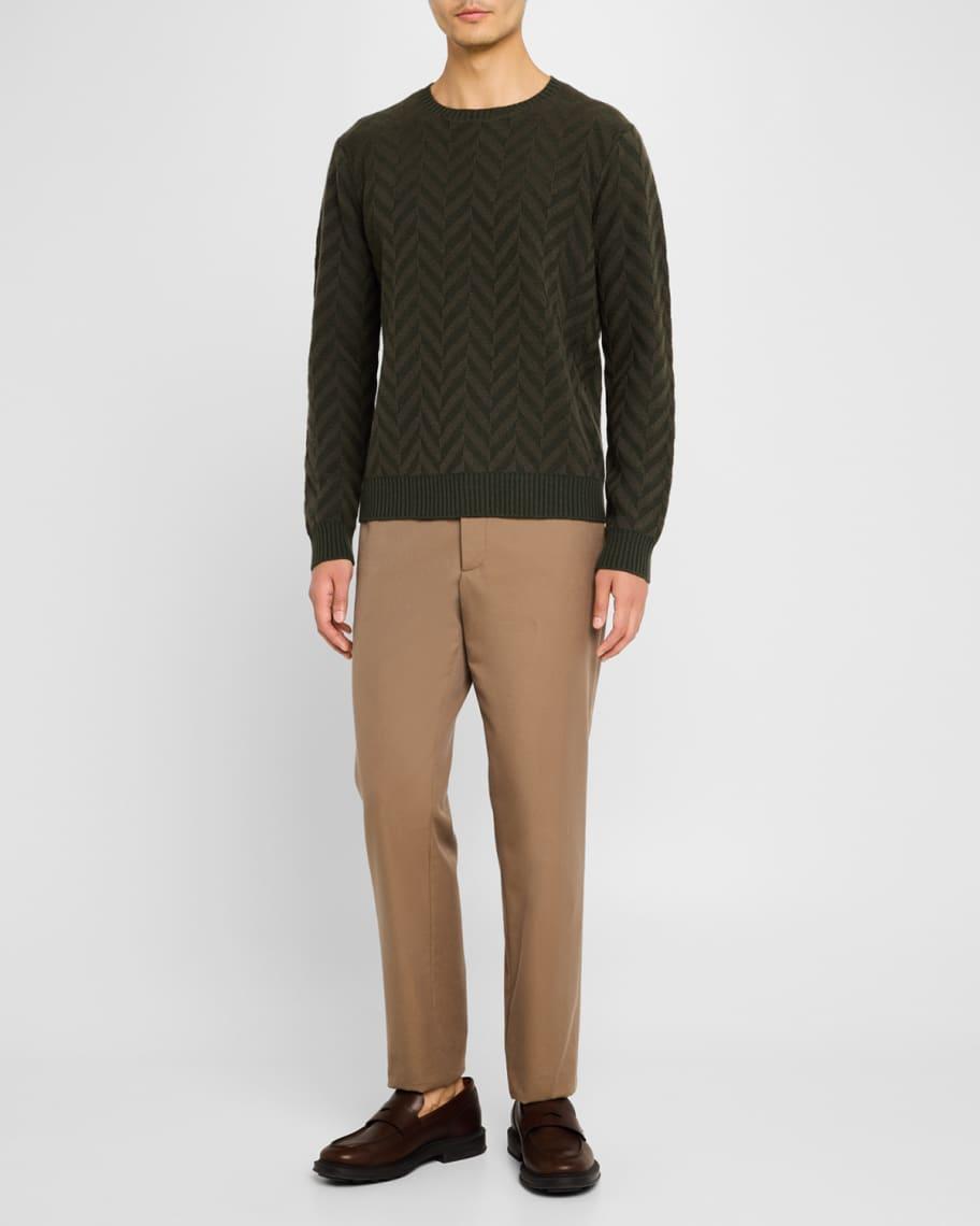 Mens Wool Jacquard Chevron Crewneck Sweater Product Image