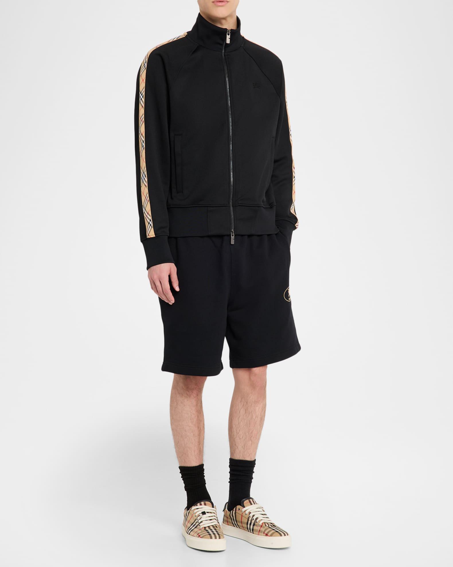 Men's Check-Trim Cotton Blend Track Jacket Product Image