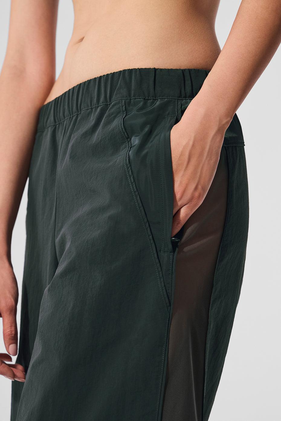 High-Waist Origin Wide Leg Track Pant - Charcoal Green Female Product Image