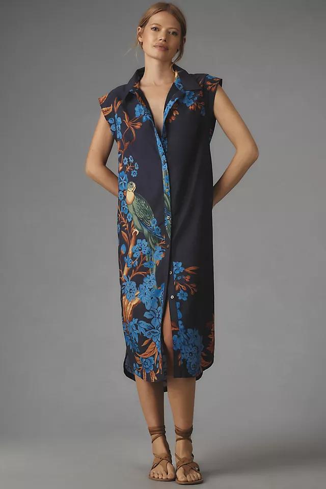 The Lillian Cap-Sleeve Button-Front Midi Dress by Maeve Product Image