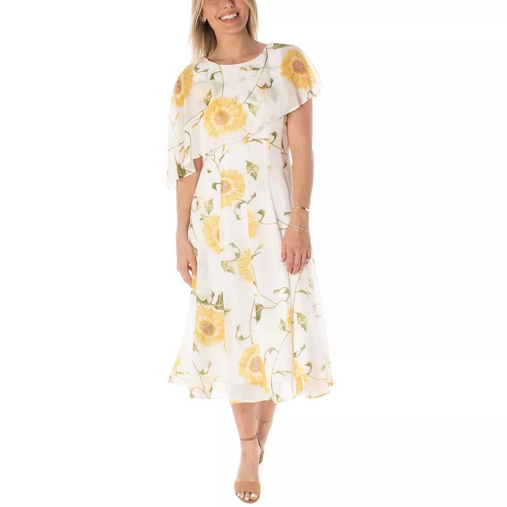 Women's Maison Tara Asymmetrical Caplet Midi Dress, Size: 10, Ivory Yellow Product Image