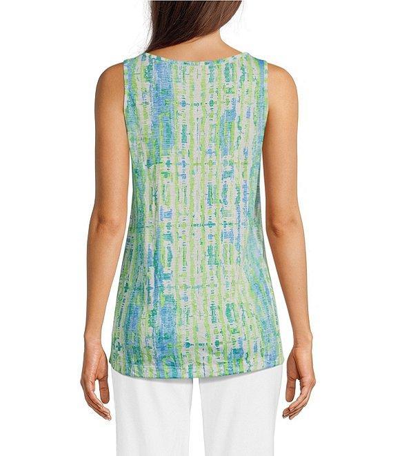 Ali Miles Petite Size Green Abstract Print Button Front Tank Set Product Image