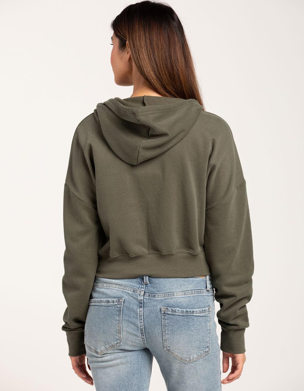 TILLYS Cropped Zip-Up Womens Hoodie - HEATHER GRAY Product Image