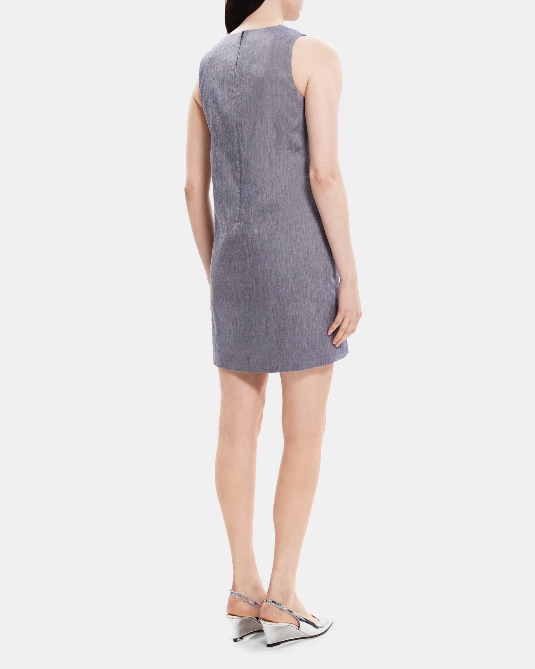 Slit Shift Dress in Linen-Blend Mélange Product Image