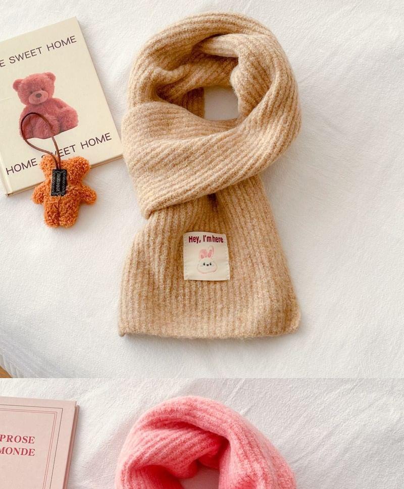 Rabbit Print Applique Ribbed Knit Scarf Product Image