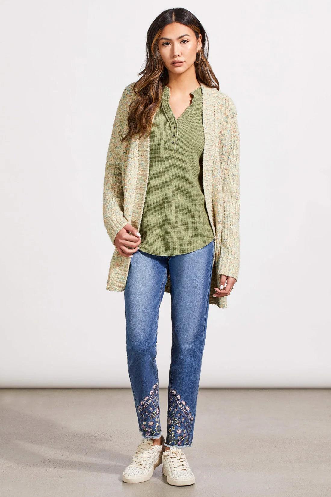 SOFT WASHED WAFFLE HENLEY TOP WITH BUTTONS Product Image