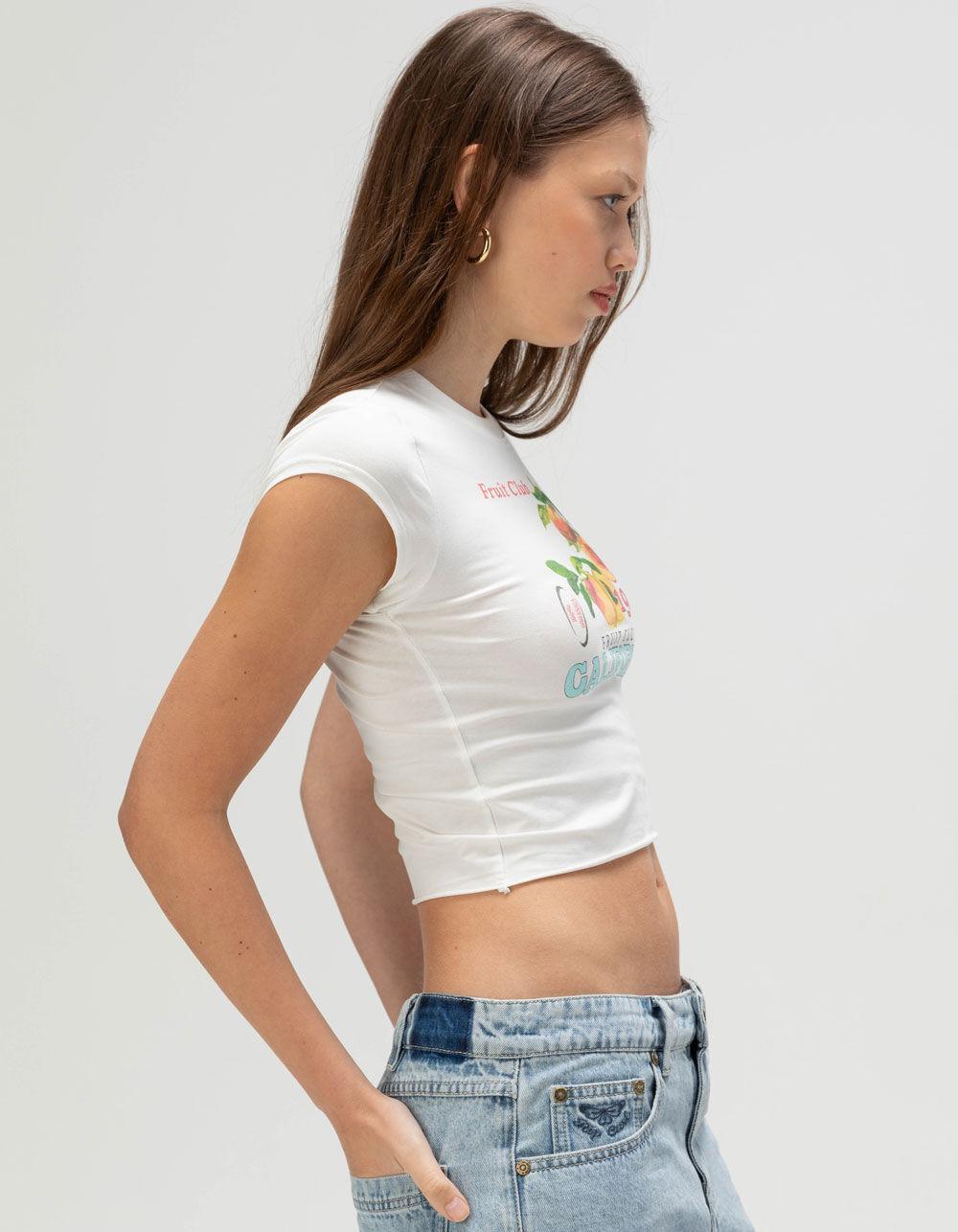 RSQ Womens California Peaches Baby Tee - WHITE Product Image