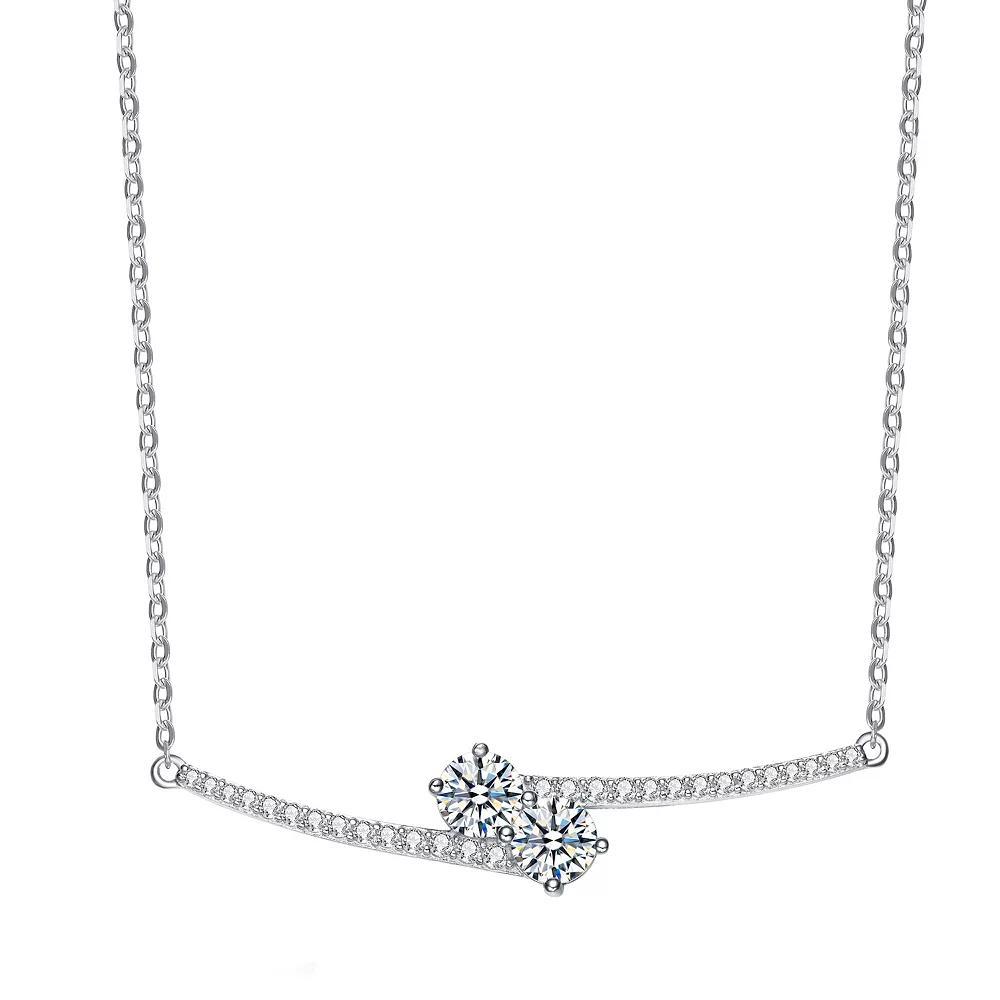 14k Gold Over Silver Cubic Zirconia Bypass Necklace, Womens Pink Tone Product Image
